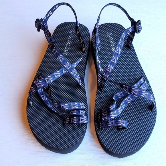 Olivia Miller Shoes - Olivia Miller Blue and Black Strappy Outdoor Sandals 10